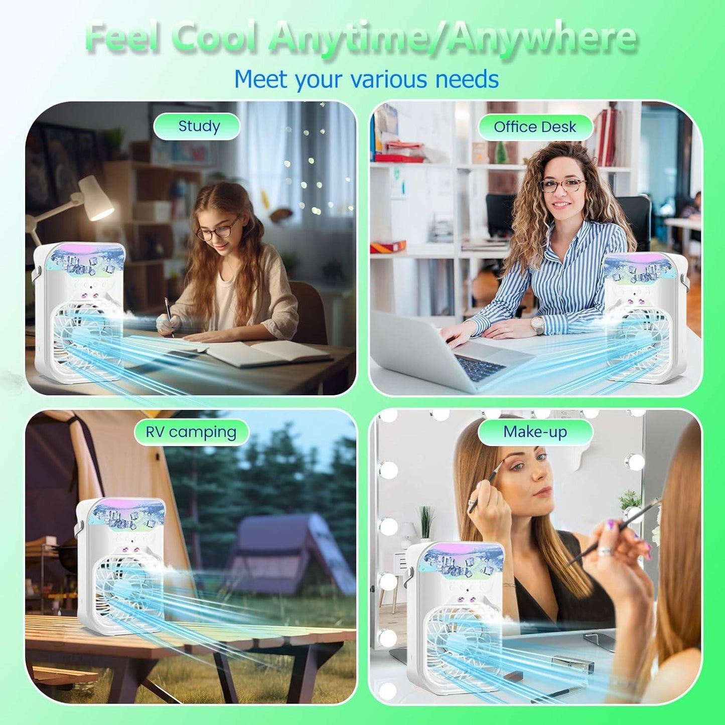 iFTY Portable AC Unit w/Remote 1.5L Tank 3 Speeds 7 Night Light White