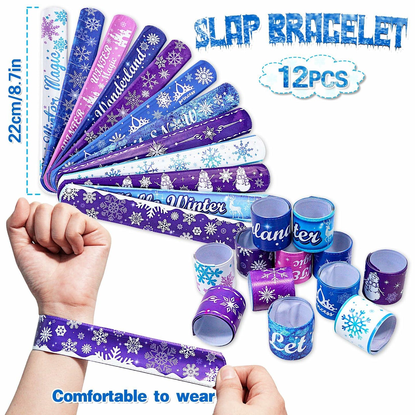 U-PTYTM Snowflake Birthday Party Favors Set Kids Girl Winter 12pcs Purple Blue