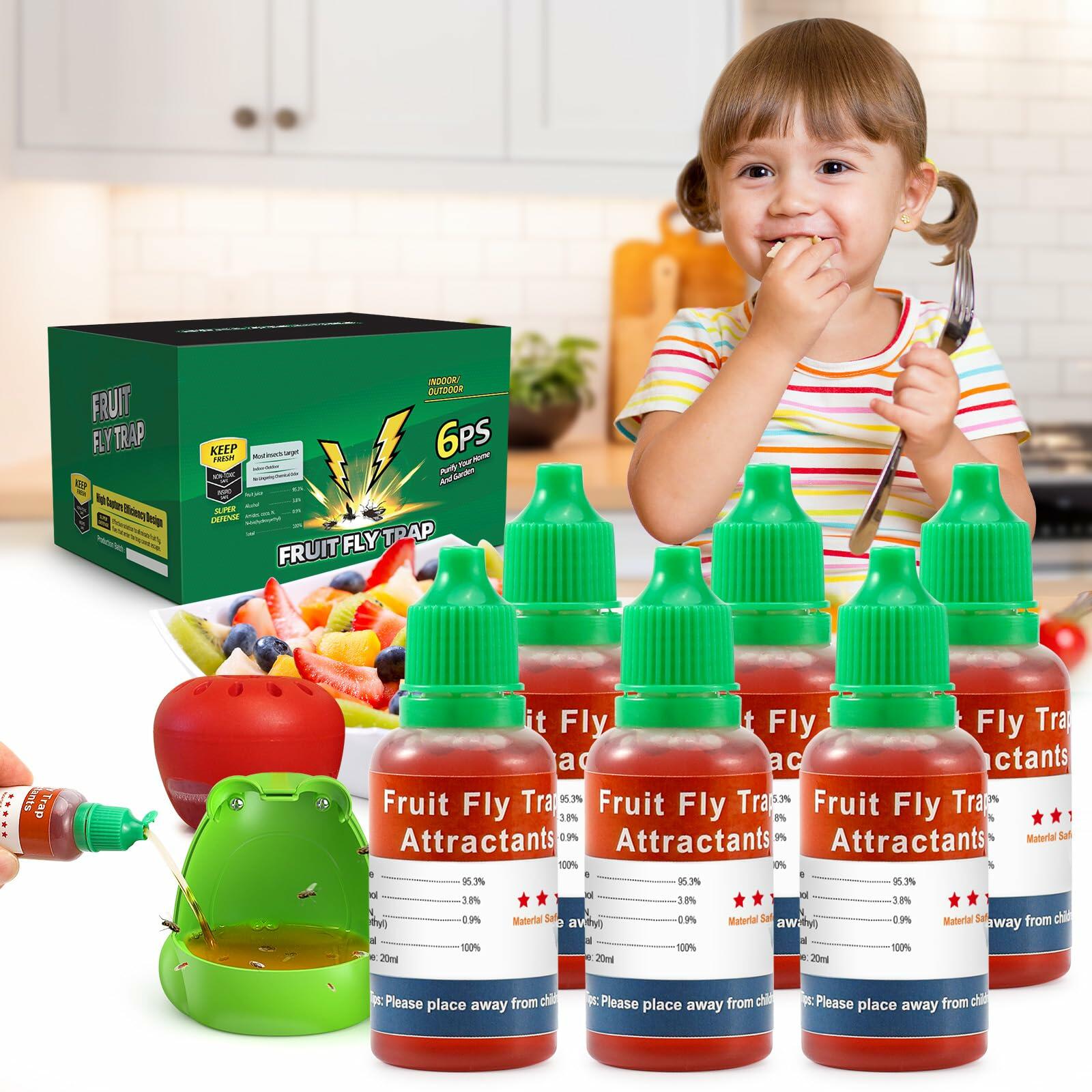UWANTME Fruit Fly Trap Refill Liquid 6 Pack Indoor Outdoor Bait