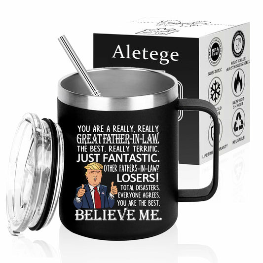 [Like New] Aletege Great Father-In-Law Mug Stainless Steel 12 OZ Black