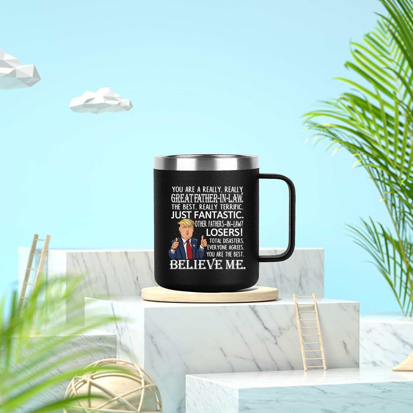 Aletege Great Father-In-Law Mug 12 OZ Black Stainless Steel Coffee Cup