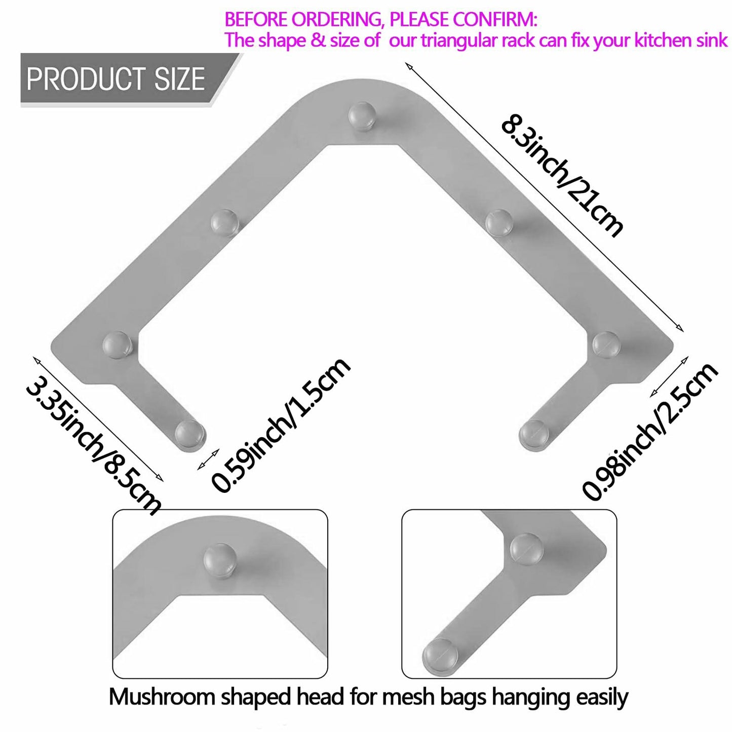 HiBD Kitchen Sink Triangle Tri-Holder Strainer Gray Rack 100PCS Mesh Bags