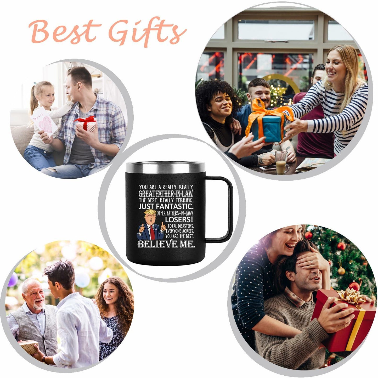 Aletege Great Father-In-Law Mug 12 OZ Black Stainless Steel Coffee Cup