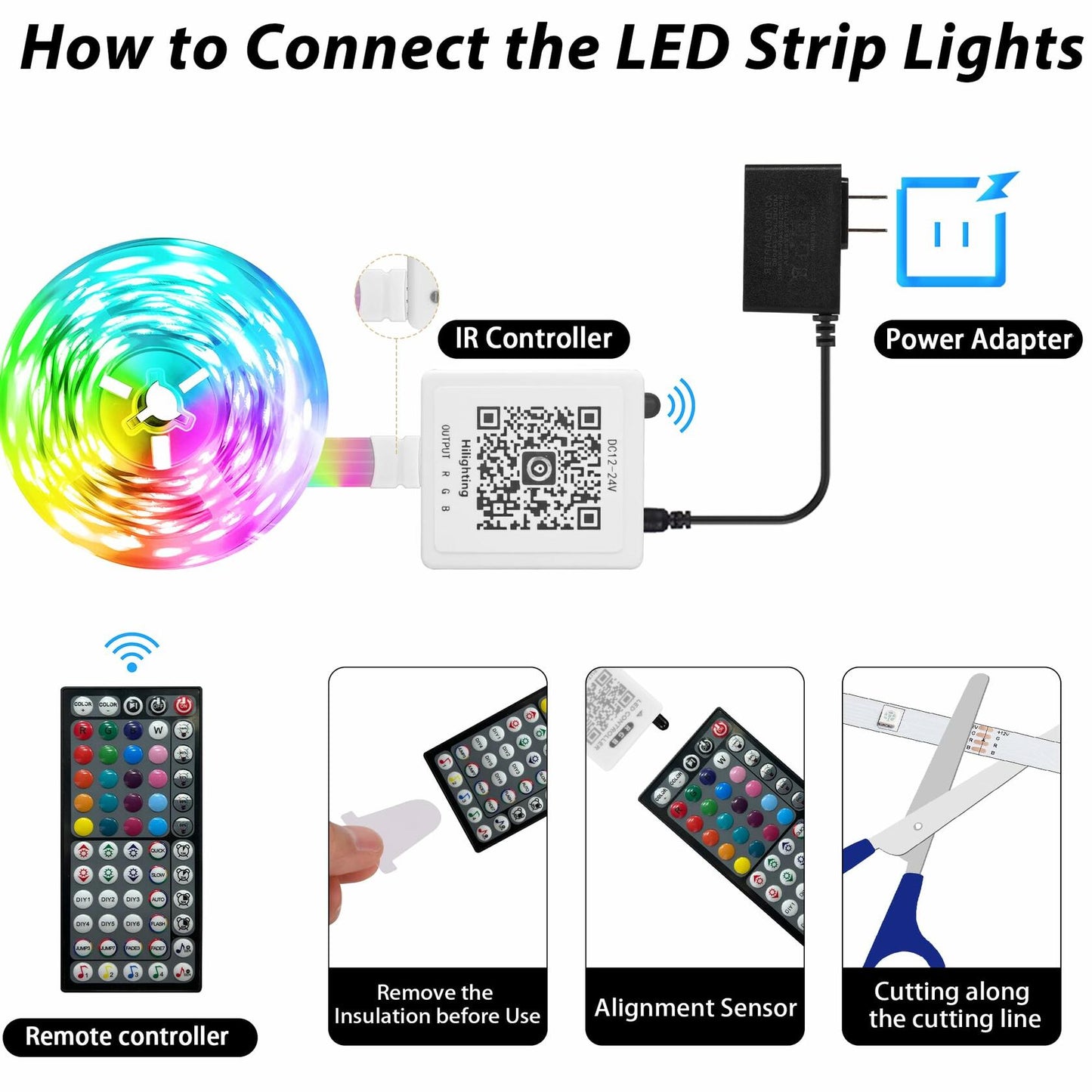 GANZQH RGB Strip Lights 15.3FT USB Powered Smart App Remote Control Multicolor