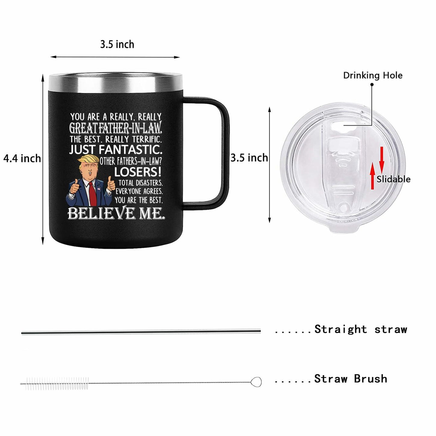 [Like New] Aletege Great Father-In-Law Mug Stainless Steel 12 OZ Black