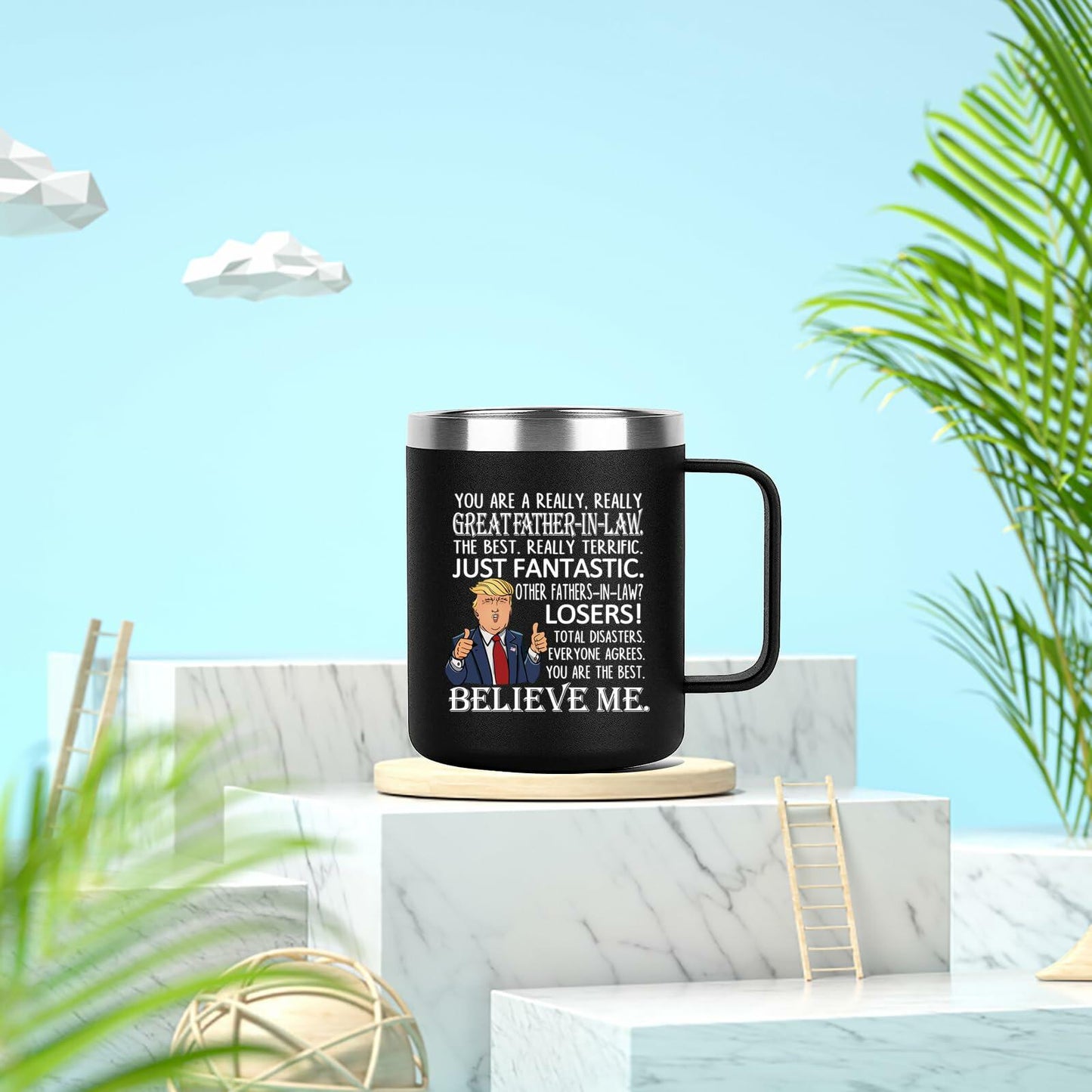 [Like New] Aletege Great Father-In-Law Mug Stainless Steel 12 OZ Black