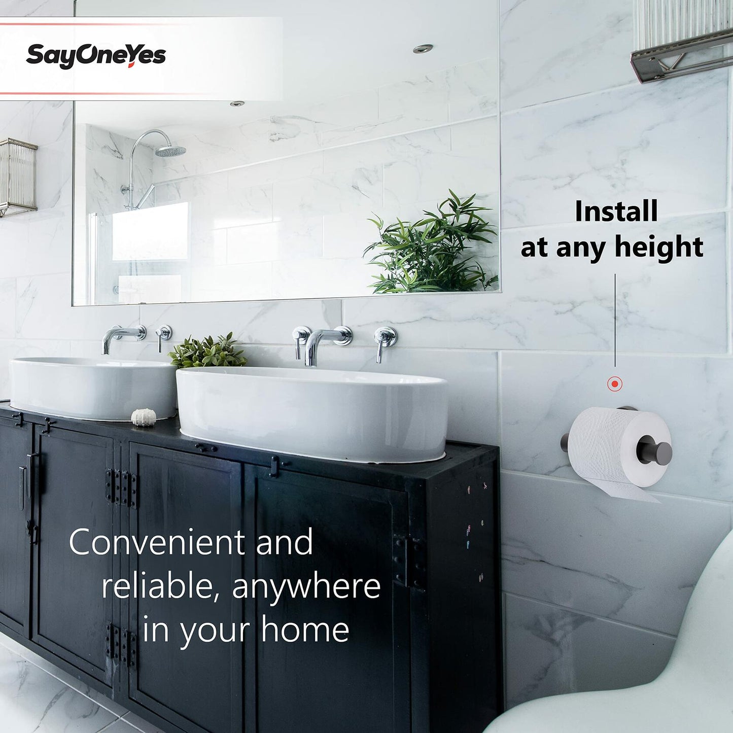 SAYONEYES Matte Black SUS304 Stainless Steel Toilet Paper Holder 2 Pack