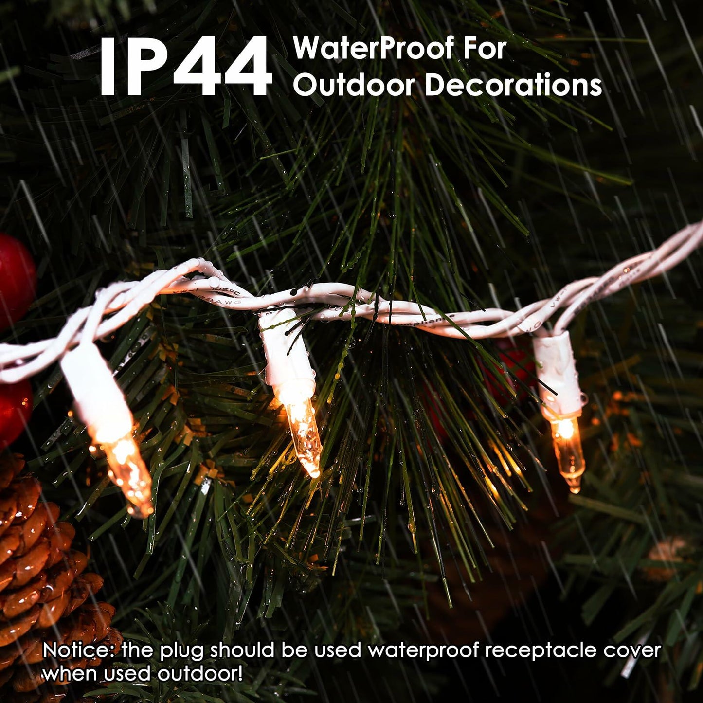 Meteds Christmas Lights 150 Count Warm White String Lights 32Ft UL Certified