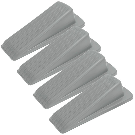 S&T INC. Heavy Duty Rubber Door Stopper Grey 4.8x2.2x1.3in 4 Pack