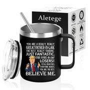 Aletege Great Father-In-Law Mug 12 OZ Black Stainless Steel Coffee Cup