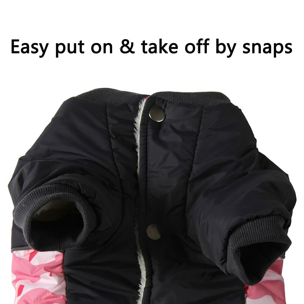 Vecomfy Warm Dog Coat Small Waterproof Fleece Lined Puppy Jacket Pink Camo