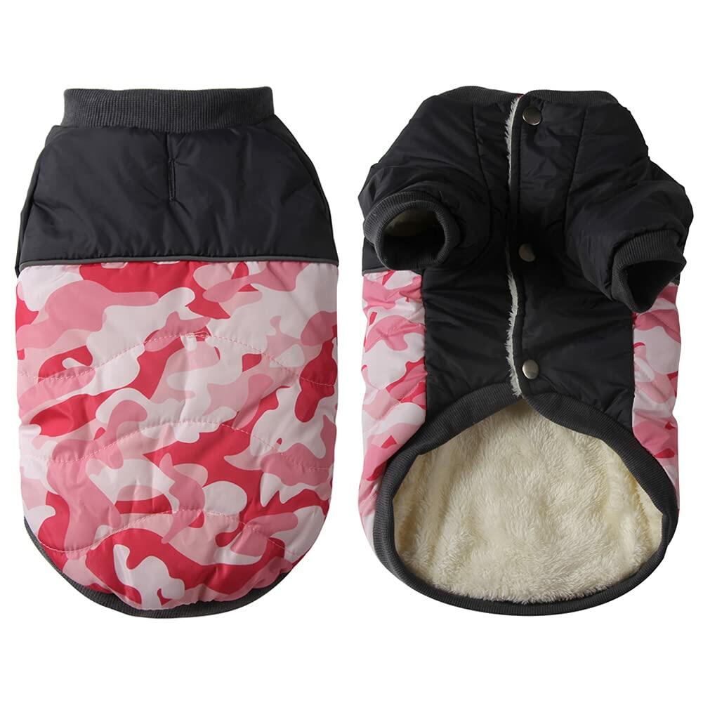Vecomfy Warm Dog Coat Small Waterproof Fleece Lined Puppy Jacket Pink Camo