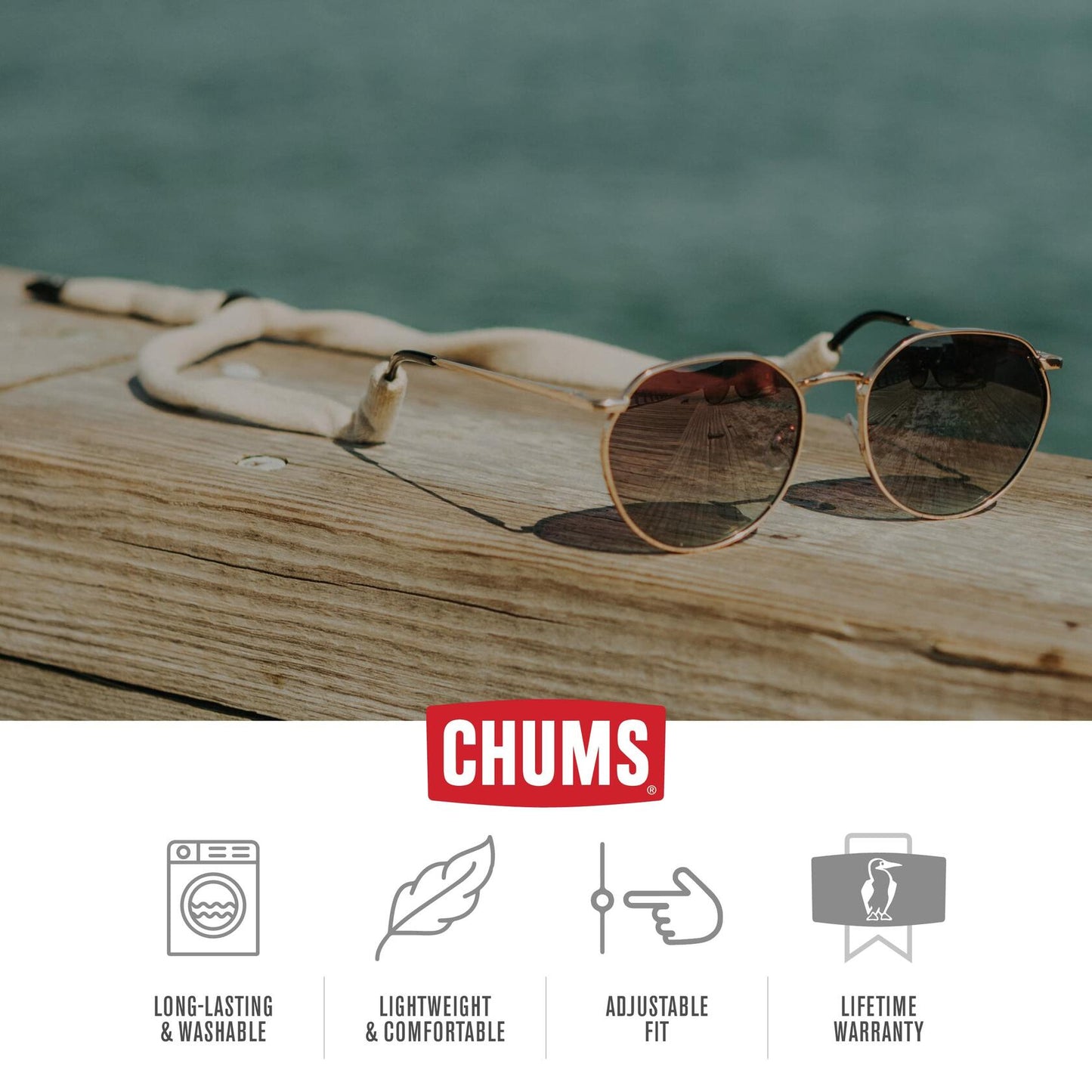 Chums Original Cotton Eyewear Retainer Adjustable Strap Dark Forest USA