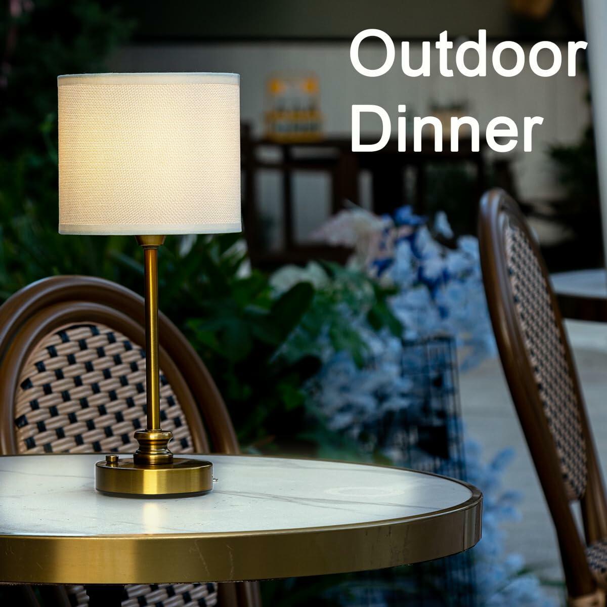 HEQET Cordless Table Lamp Small Gold Portable Rechargeable 2-Level Brightness