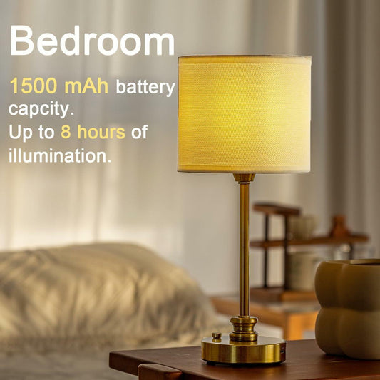 HEQET Cordless Table Lamp Small Gold Portable Rechargeable 2-Level Brightness