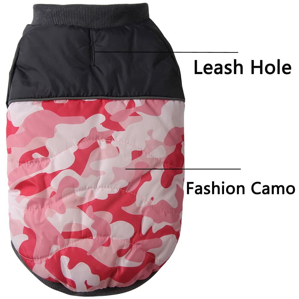 Vecomfy Warm Dog Coat Small Waterproof Fleece Lined Puppy Jacket Pink Camo