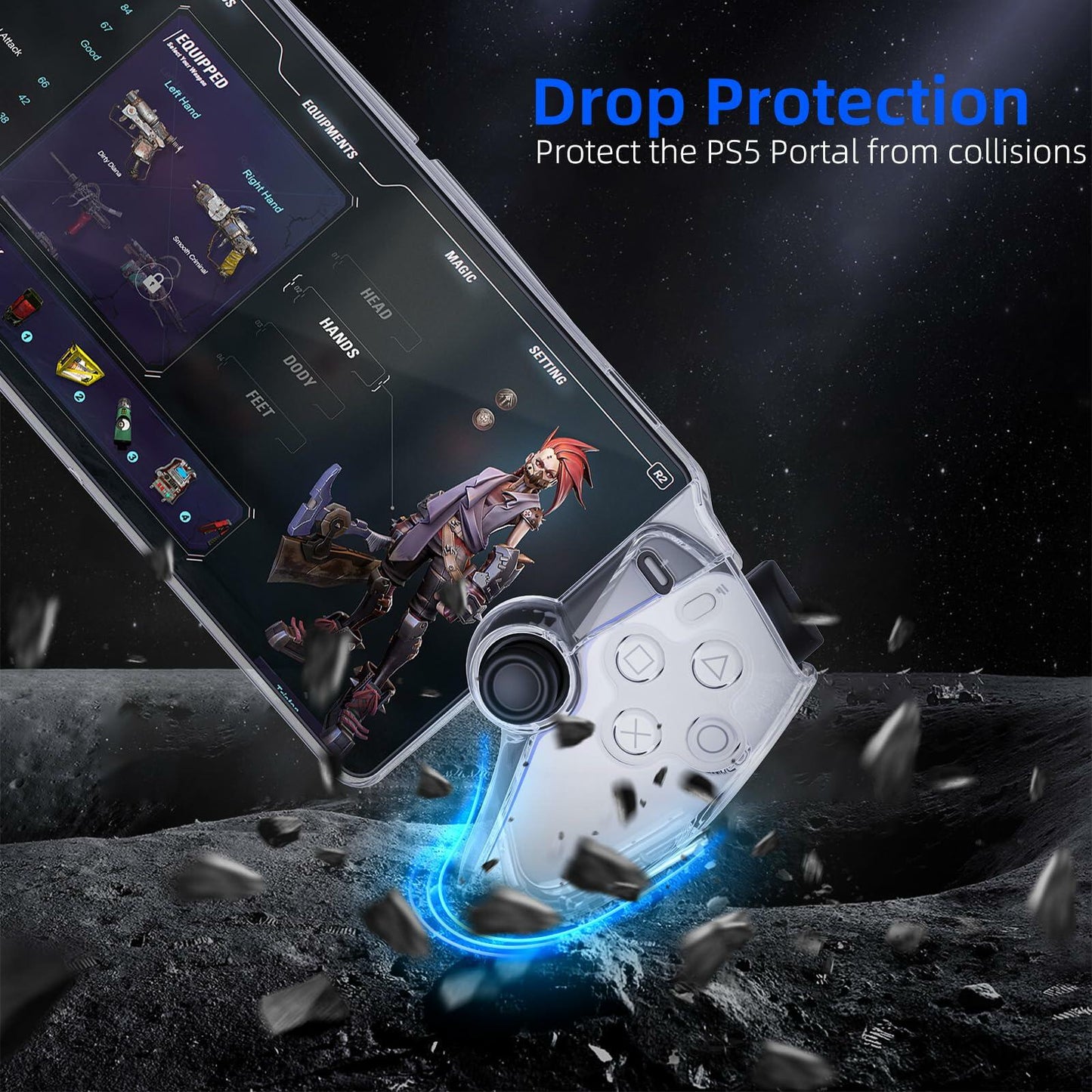 [Like New] HEYSTOP PS5 Controller Case Clear Grip Cover w/ Screen Protector & Caps