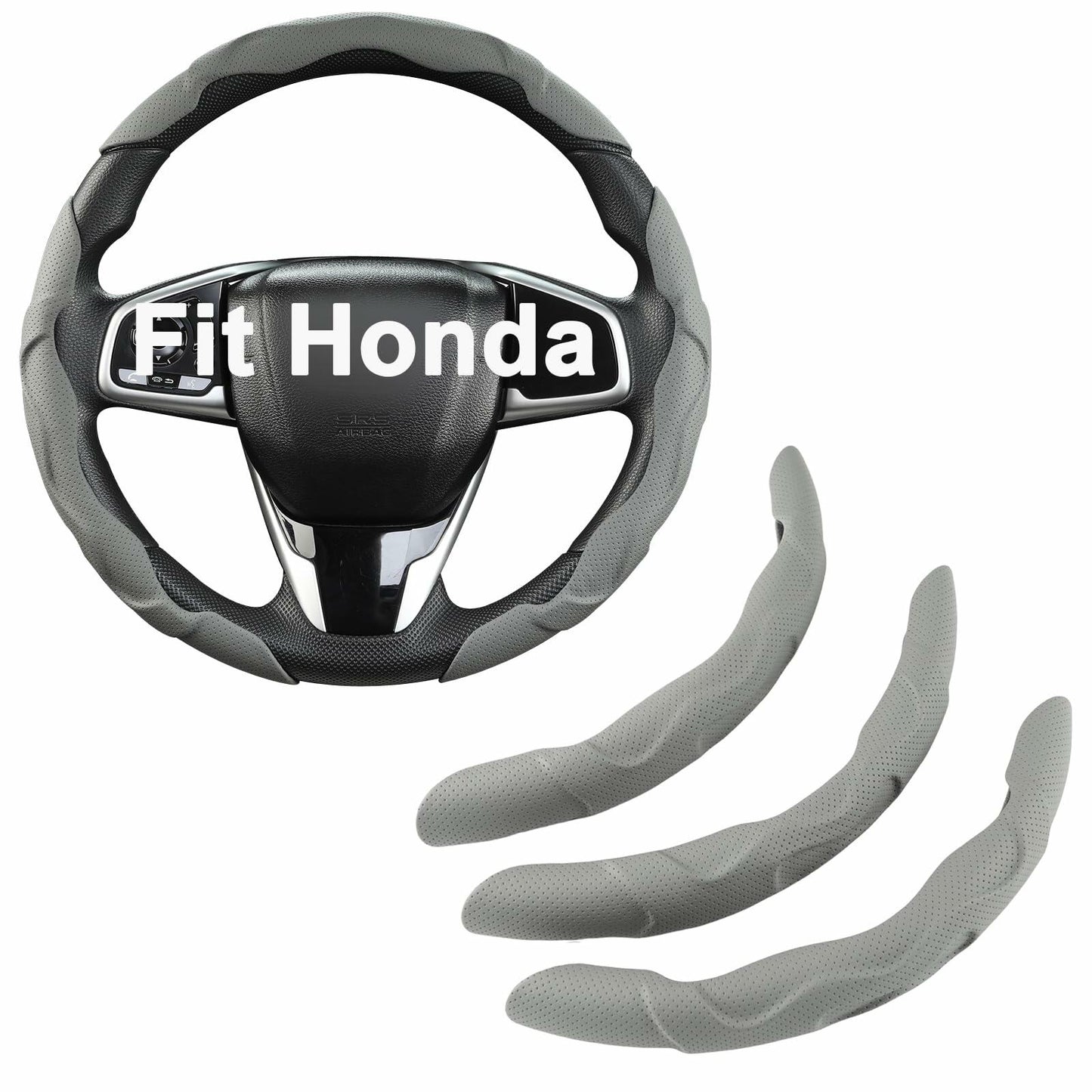 West Llama Car Steering Wheel Cover Set 3pcs Leather 3D Gray for Honda