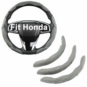 West Llama Car Steering Wheel Cover Set 3pcs Leather 3D Gray for Honda