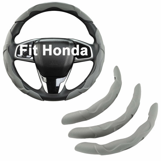 West Llama Car Steering Wheel Cover Set 3pcs Leather 3D Gray for Honda