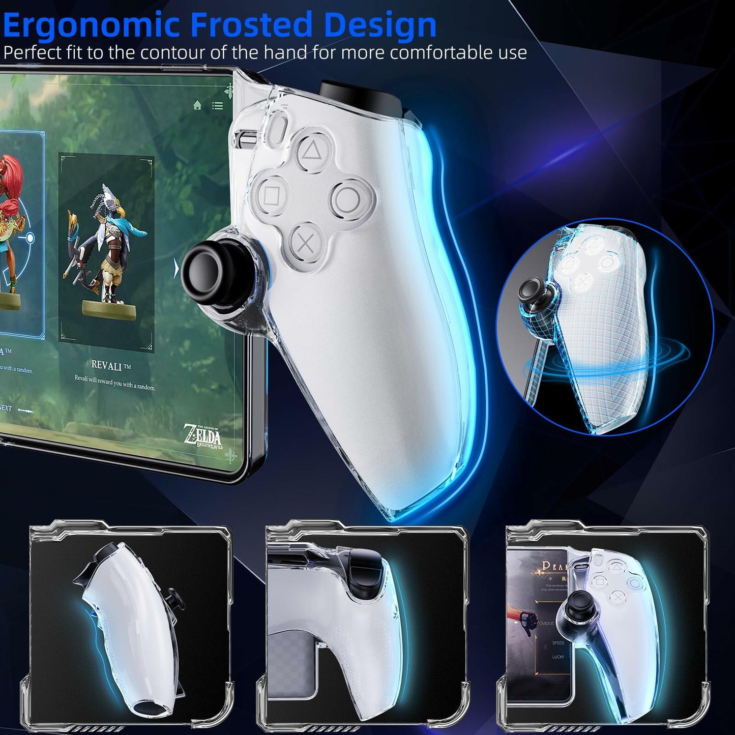 [Like New] HEYSTOP PS5 Controller Case Clear Grip Cover w/ Screen Protector & Caps