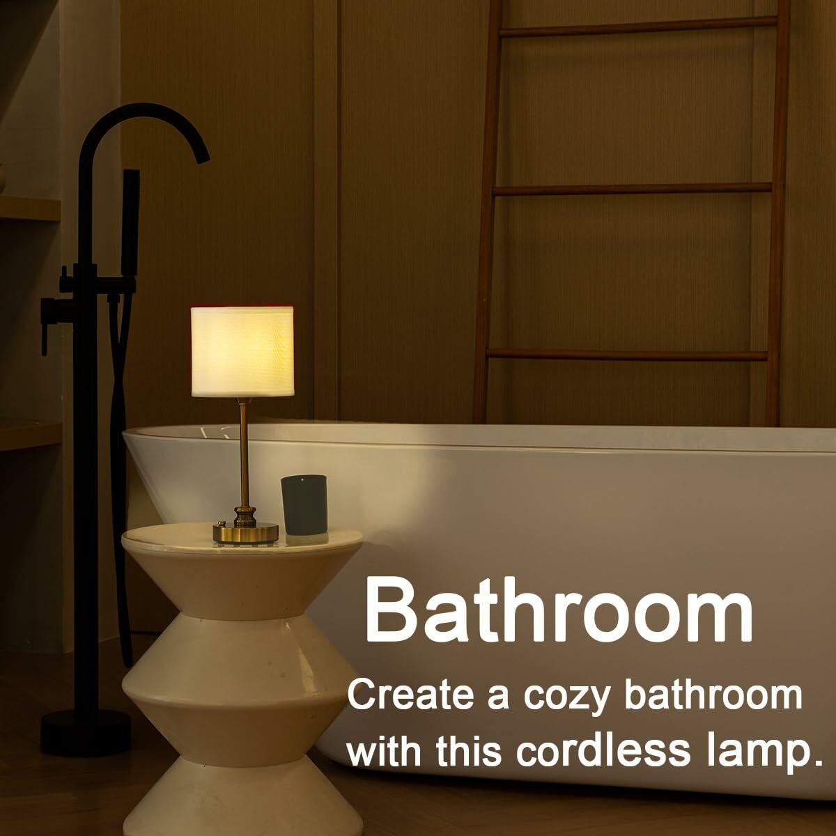 HEQET Cordless Table Lamp Small Gold Portable Rechargeable 2-Level Brightness