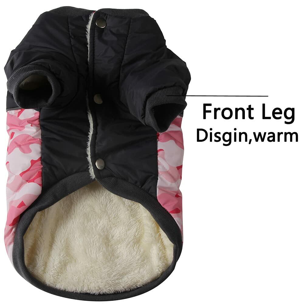 Vecomfy Warm Dog Coat Small Waterproof Fleece Lined Puppy Jacket Pink Camo