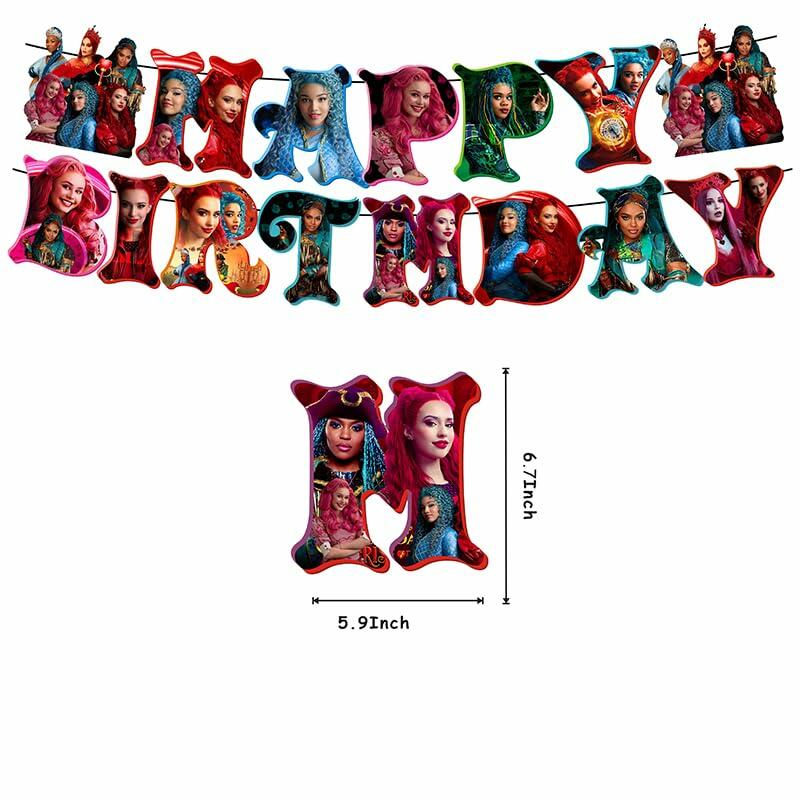 Descendants Party Supplies Birthday Decor Banner Cake & Cupcake Toppers