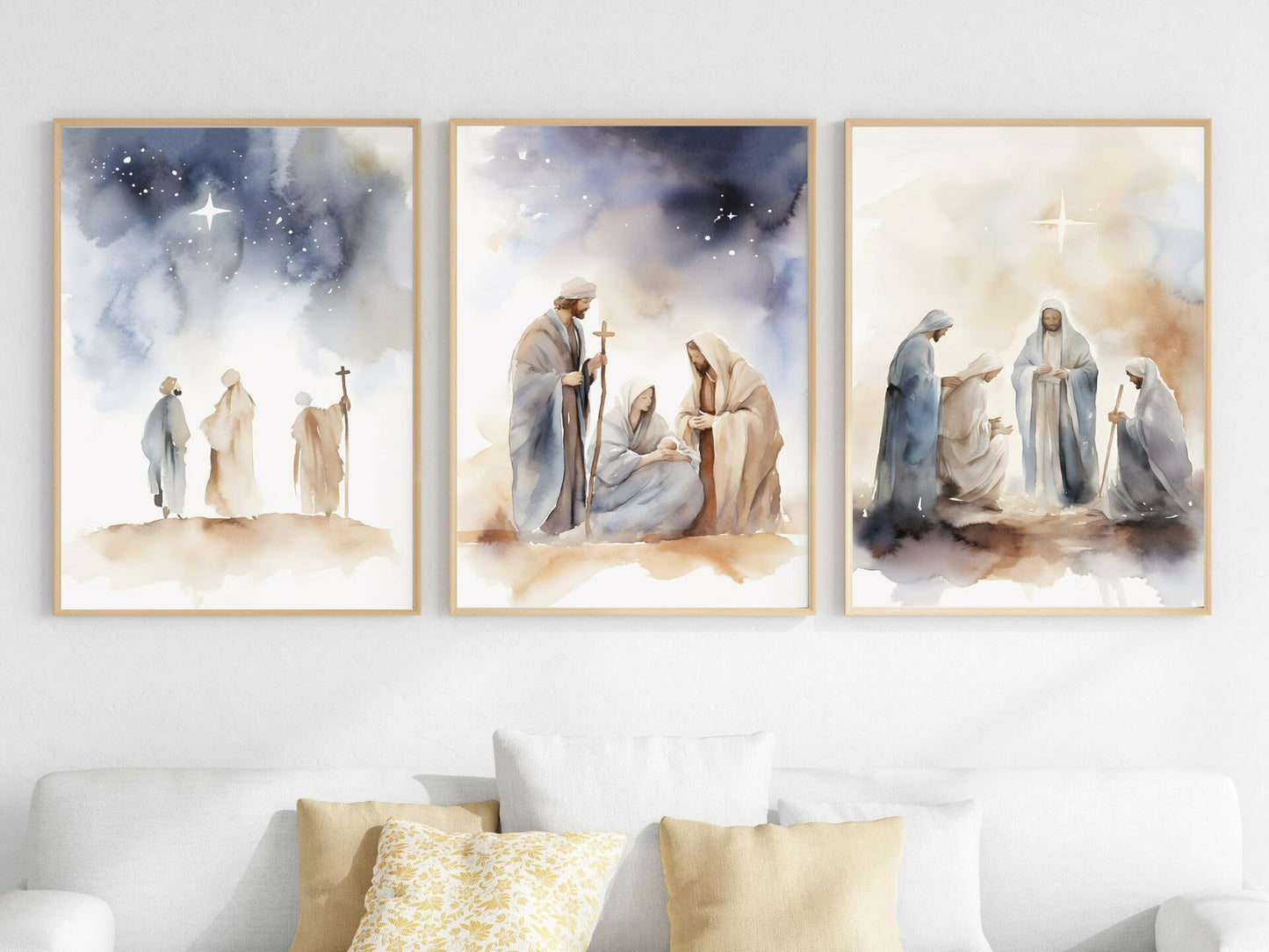 KERAXL Jesus Canvas Wall Art Christian Religious Decor 8x12in Set of 3