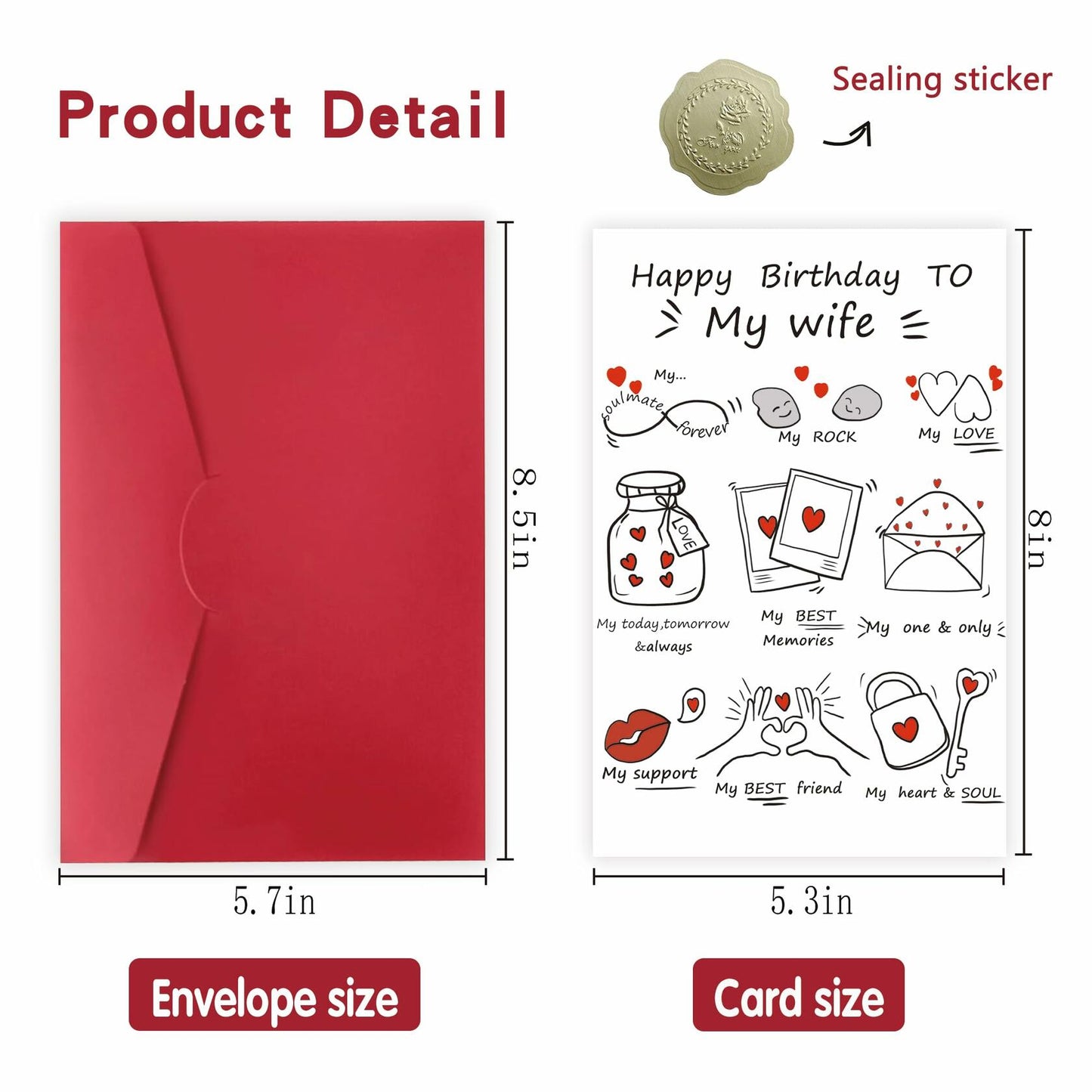 Detuca Birthday Card for Wife Fiancée Girlfriend Romantic Cute DTK-28