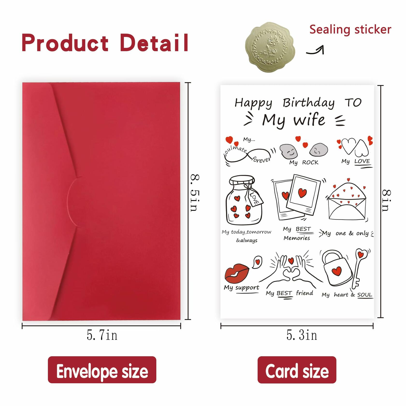 Detuca Birthday Card for Wife Fiancée Girlfriend Romantic Cute DTK-28