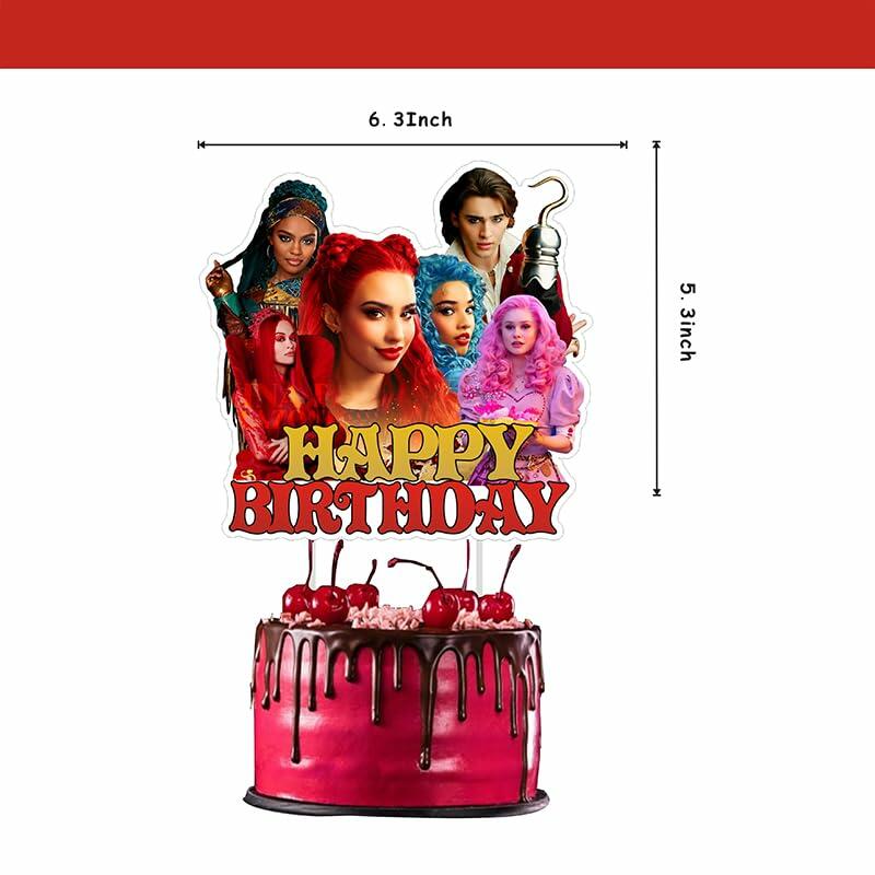 Descendants Party Supplies Birthday Decor Banner Cake & Cupcake Toppers
