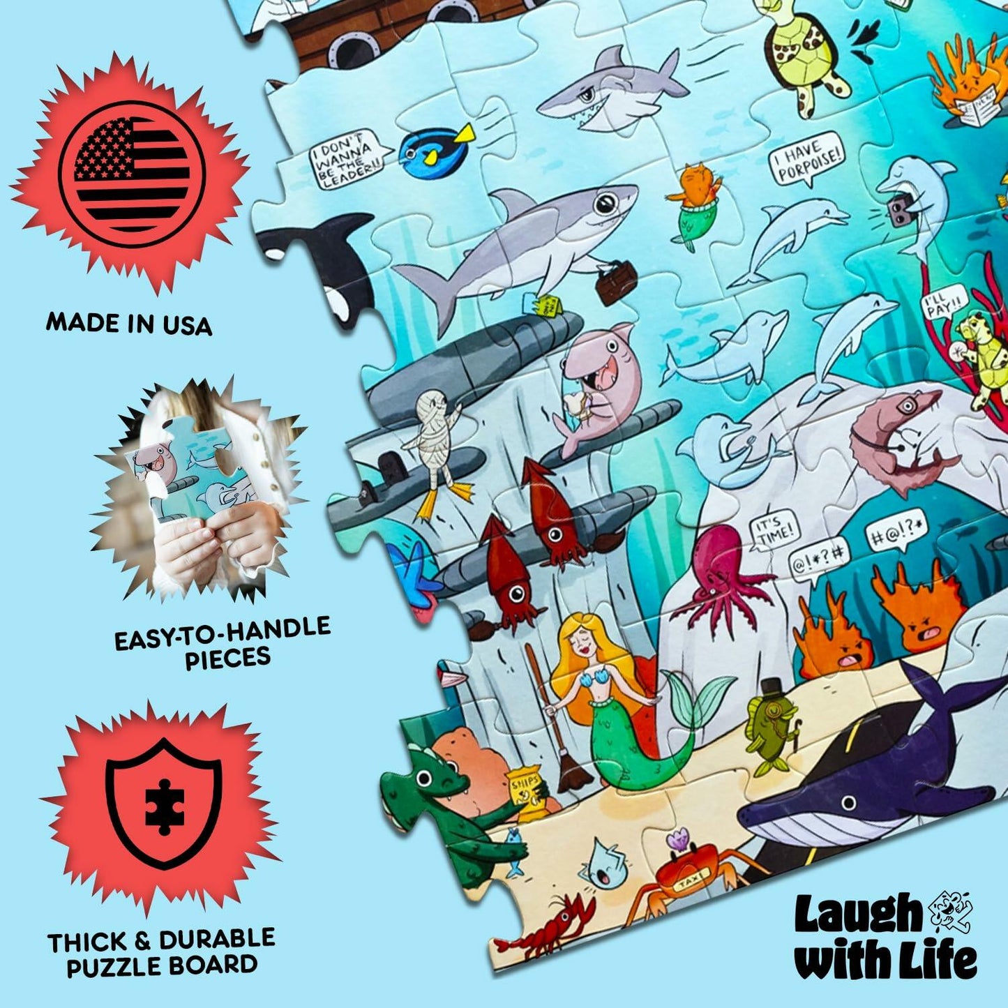 Laugh with Life Under The Sea Joke Puzzle 72pcs Ocean Life 24x36 Multi-Color