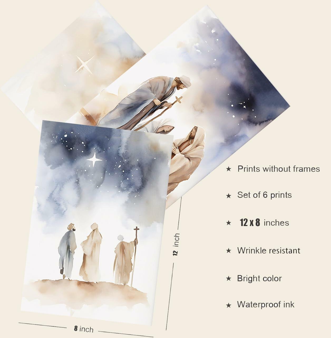 KERAXL Jesus Canvas Wall Art Christian Religious Decor 8x12in Set of 3