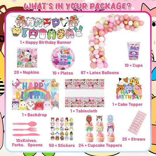 Cute Kitty Party Supplies Set 250pcs Pink Theme Decorations for Kids Party