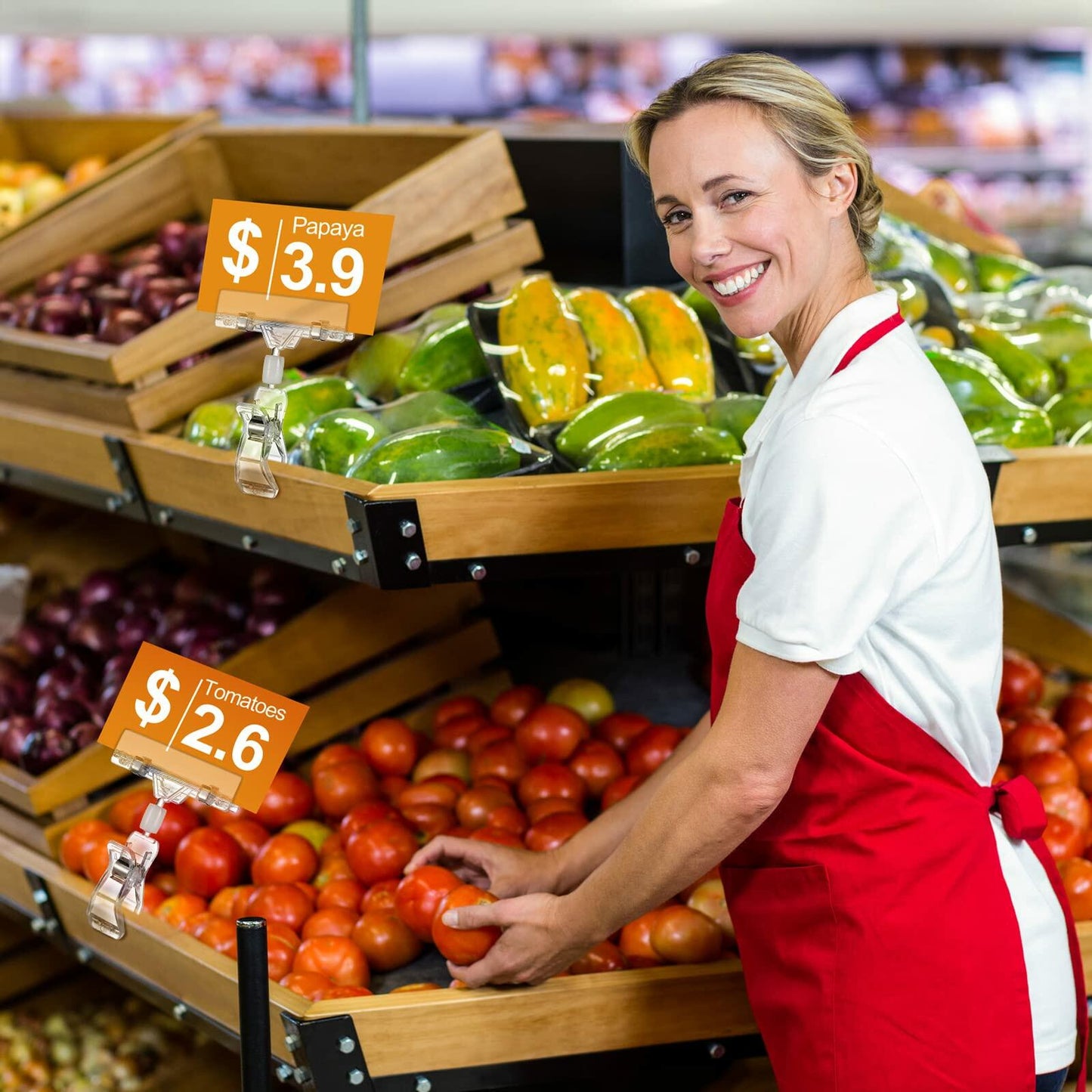 Honeydak 50pcs Plastic Sign Holder Clips Rotatable Price Display Rack