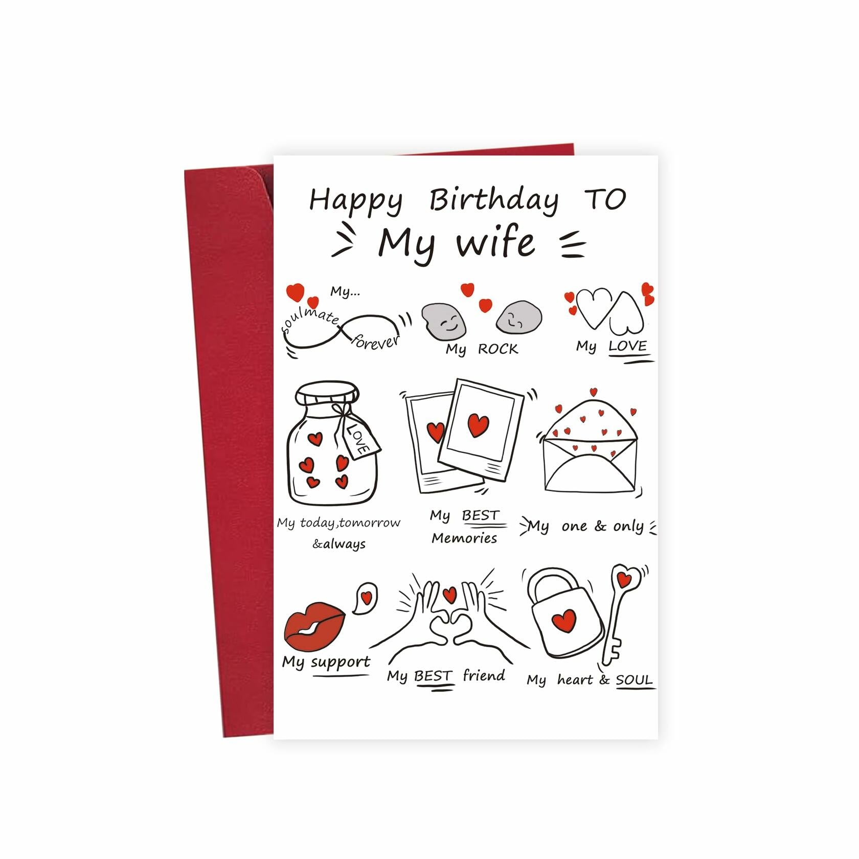 Detuca Birthday Card for Wife Fiancée Girlfriend Romantic Cute DTK-28