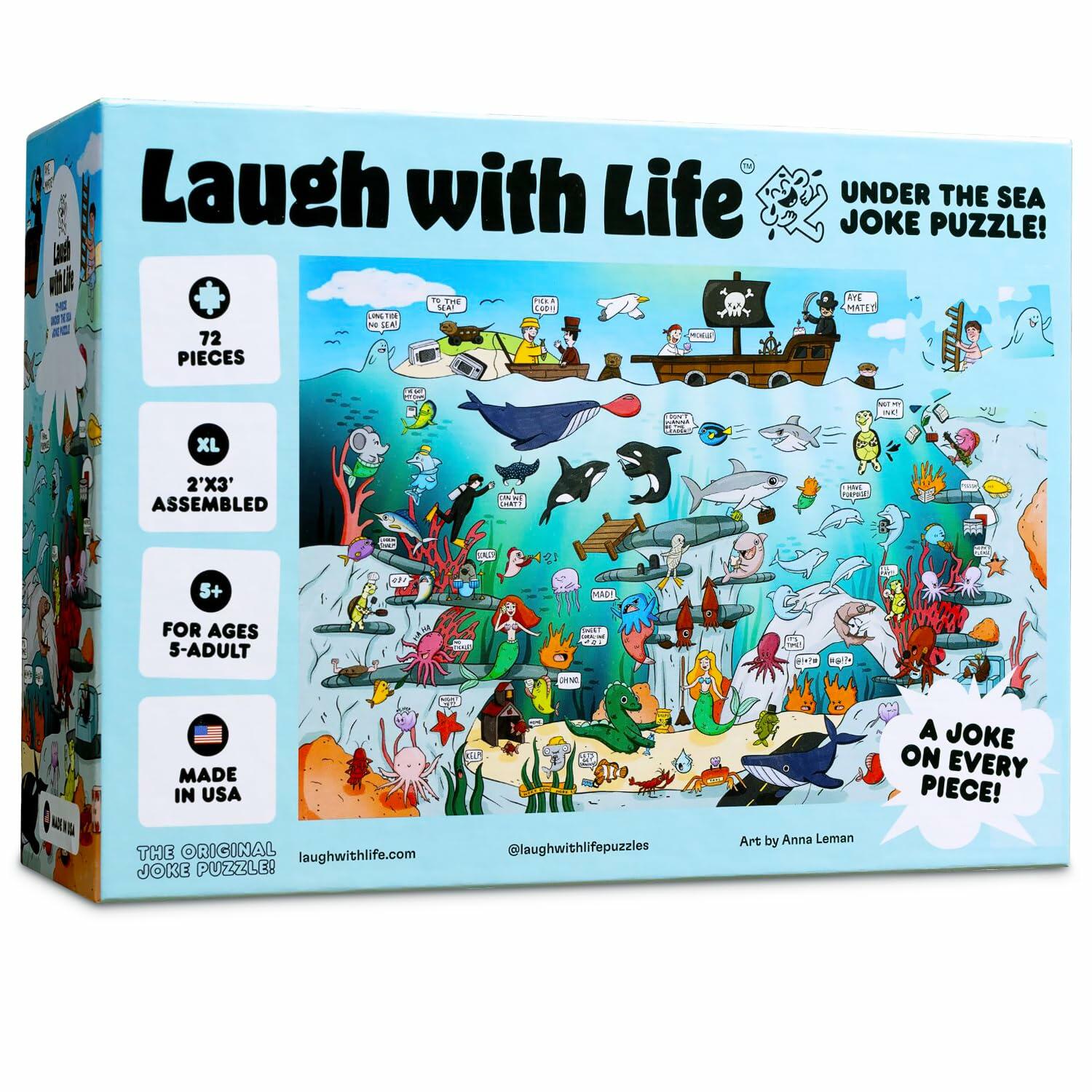 Laugh with Life Under The Sea Joke Puzzle 72pcs Ocean Life 24x36 Multi-Color