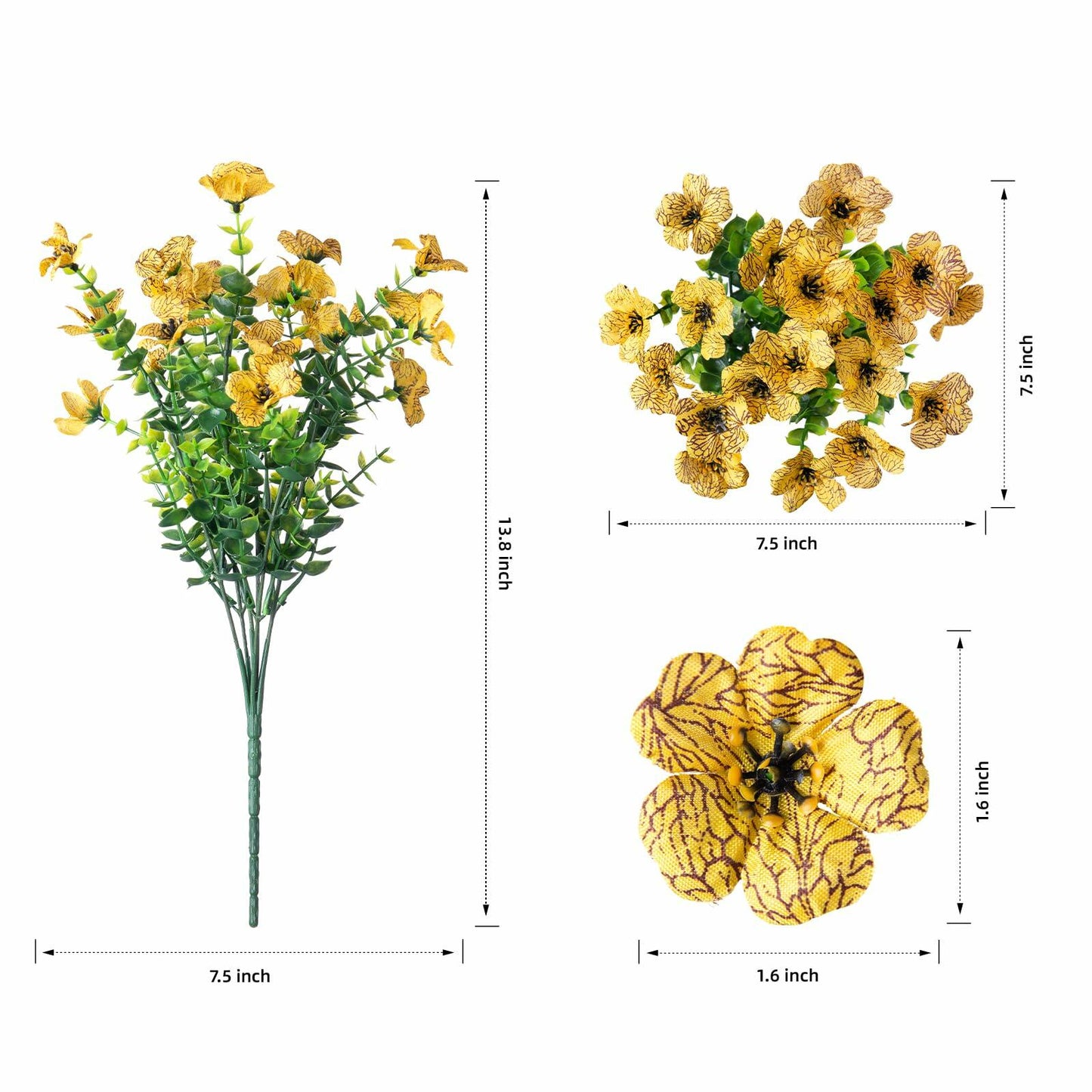 florisso Artificial Fall Mums Outdoor Decoration Orange Yellow 12 Bundles