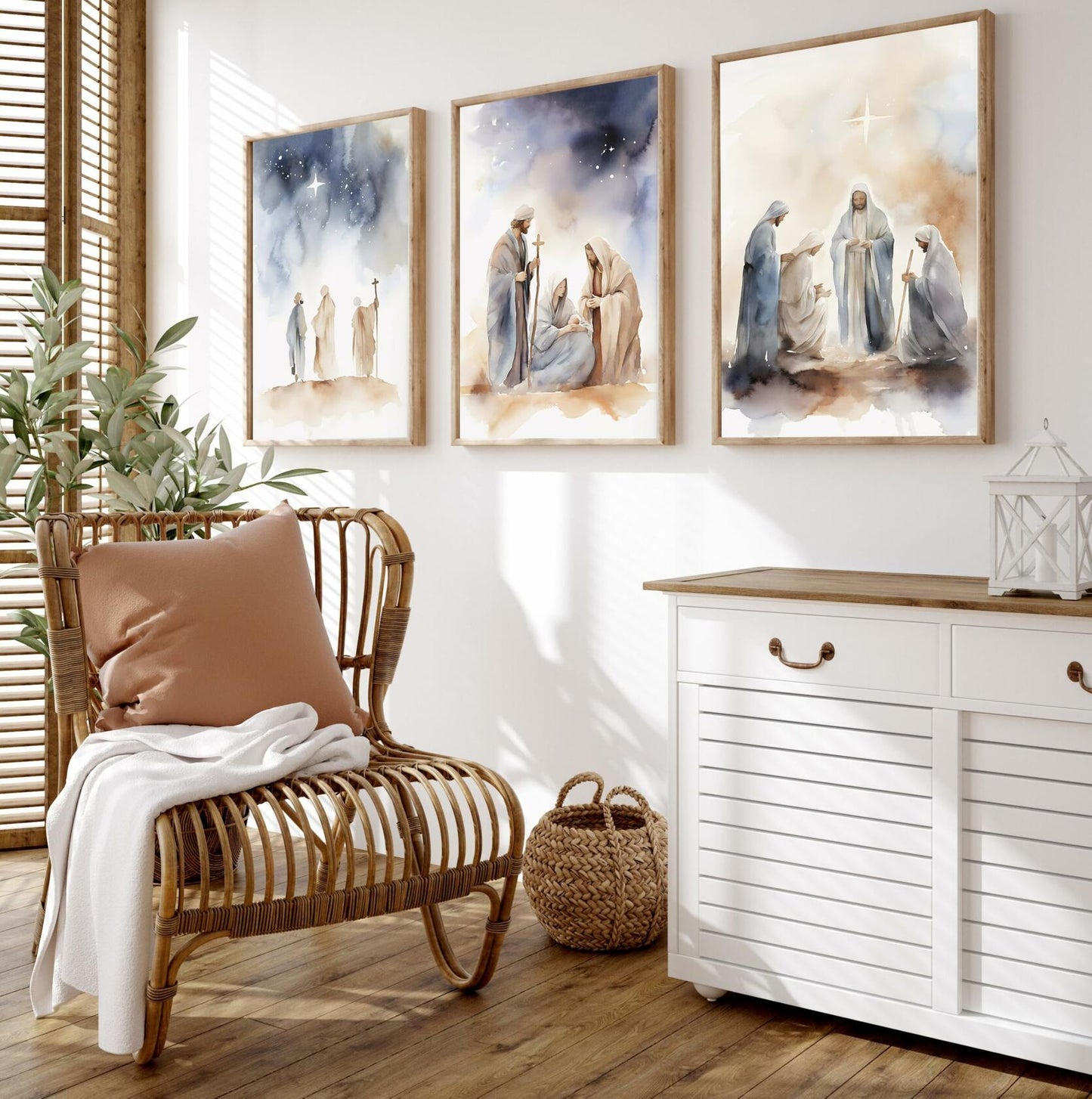 KERAXL Jesus Canvas Wall Art Christian Religious Decor 8x12in Set of 3