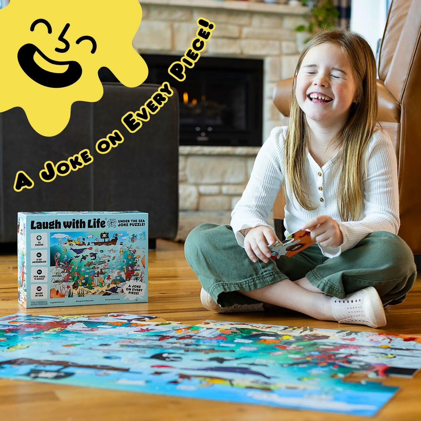 Laugh with Life Under The Sea Joke Puzzle 72pcs Ocean Life 24x36 Multi-Color