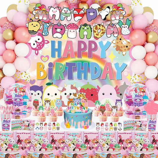 Cute Kitty Party Supplies Set 250pcs Pink Theme Decorations for Kids Party