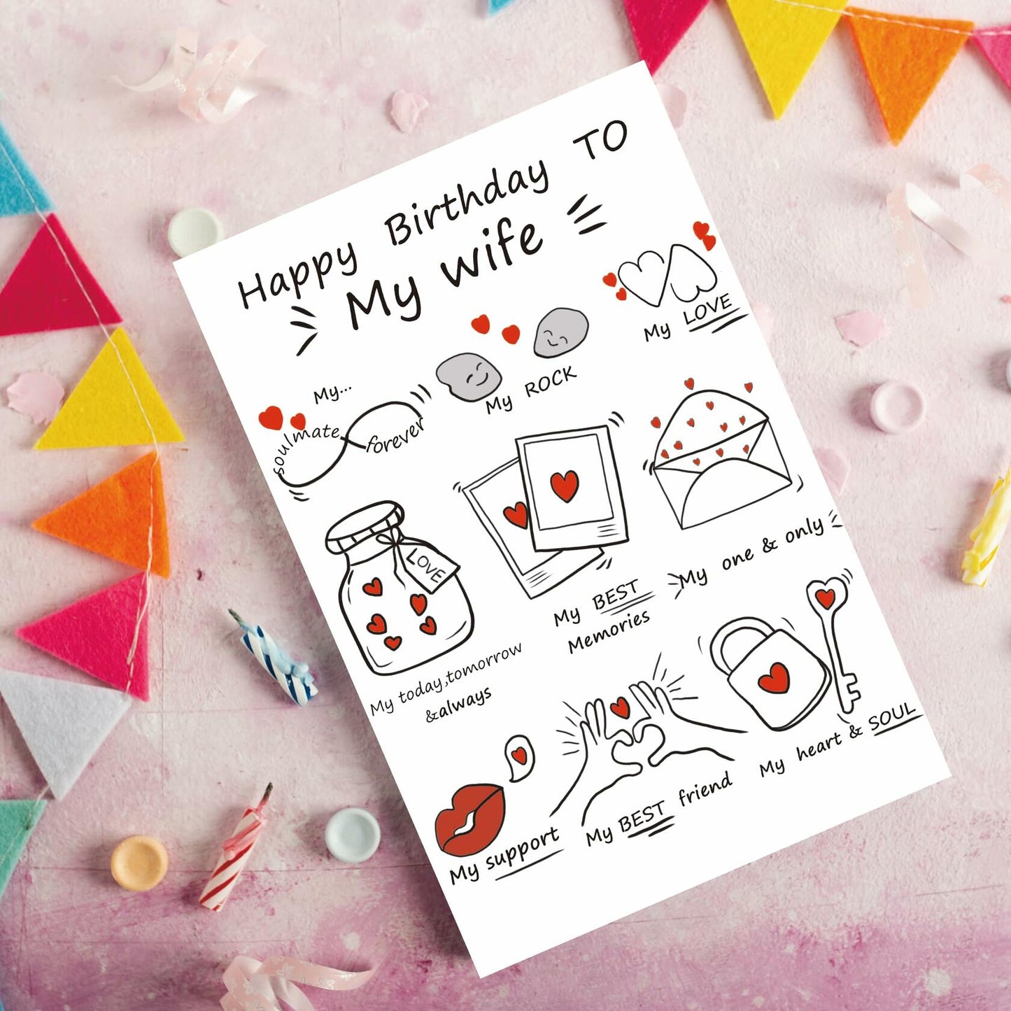 Detuca Birthday Card for Wife Fiancée Girlfriend Romantic Cute DTK-28