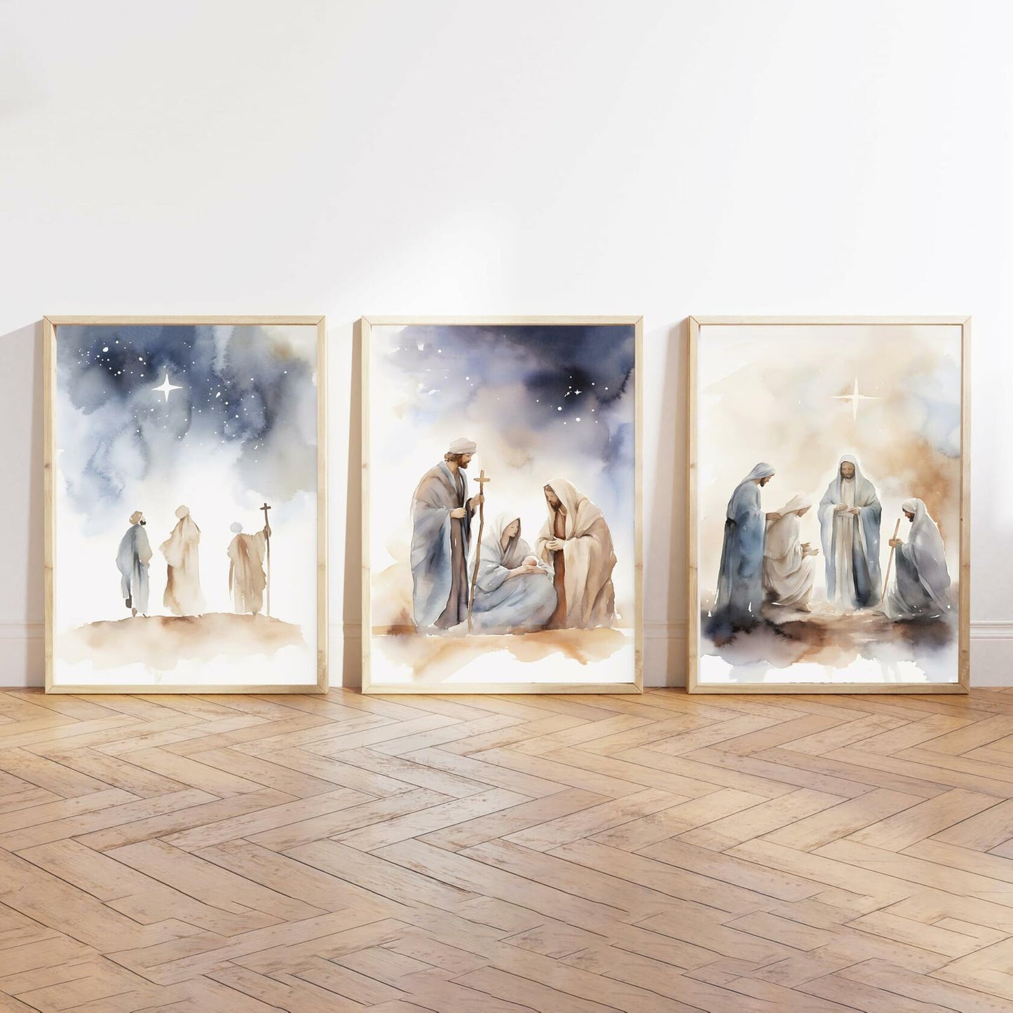 KERAXL Jesus Canvas Wall Art Christian Religious Decor 8x12in Set of 3