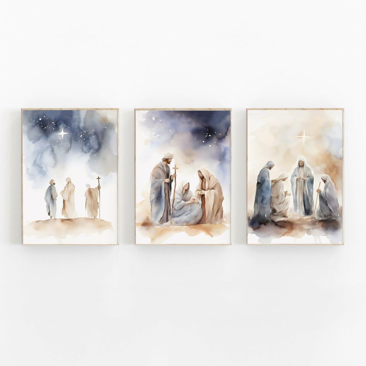 KERAXL Jesus Canvas Wall Art Christian Religious Decor 8x12in Set of 3