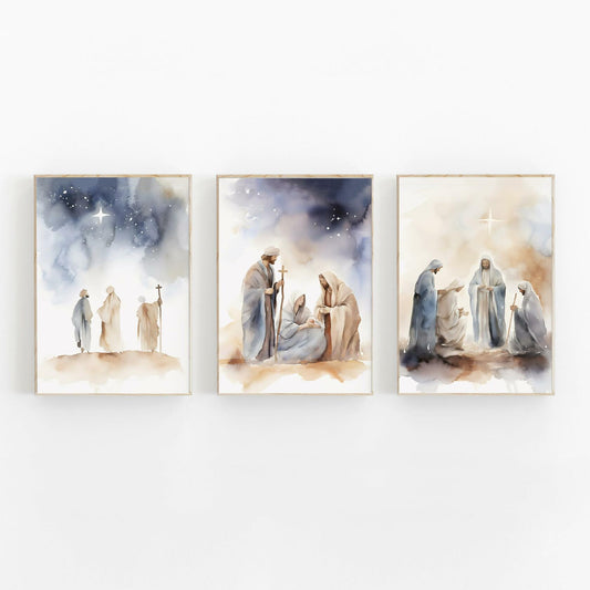 KERAXL Jesus Canvas Wall Art Christian Religious Decor 8x12in Set of 3