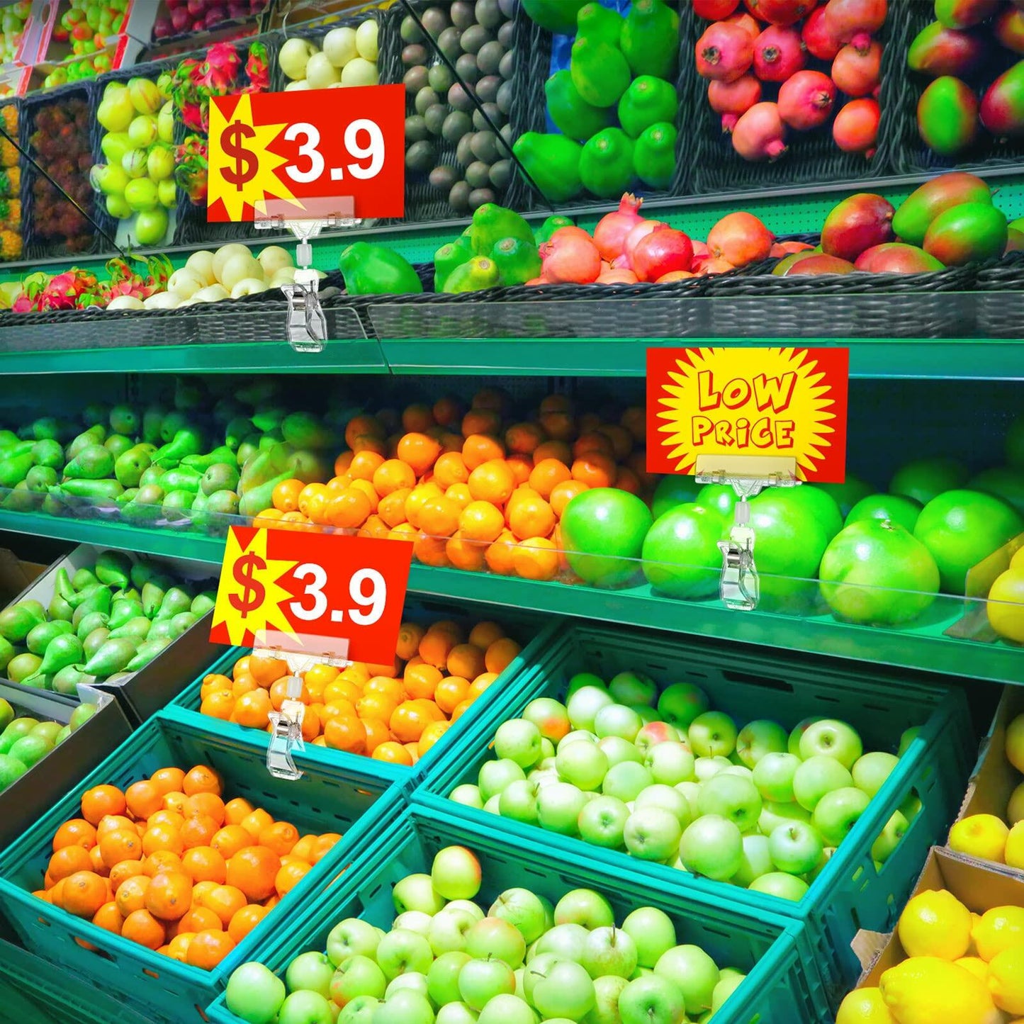 Honeydak 50pcs Plastic Sign Holder Clips Rotatable Price Display Rack