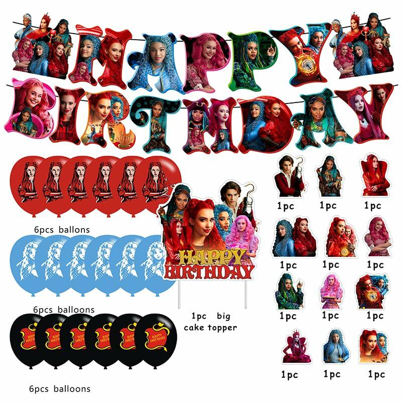 Descendants Party Supplies Birthday Decor Banner Cake & Cupcake Toppers