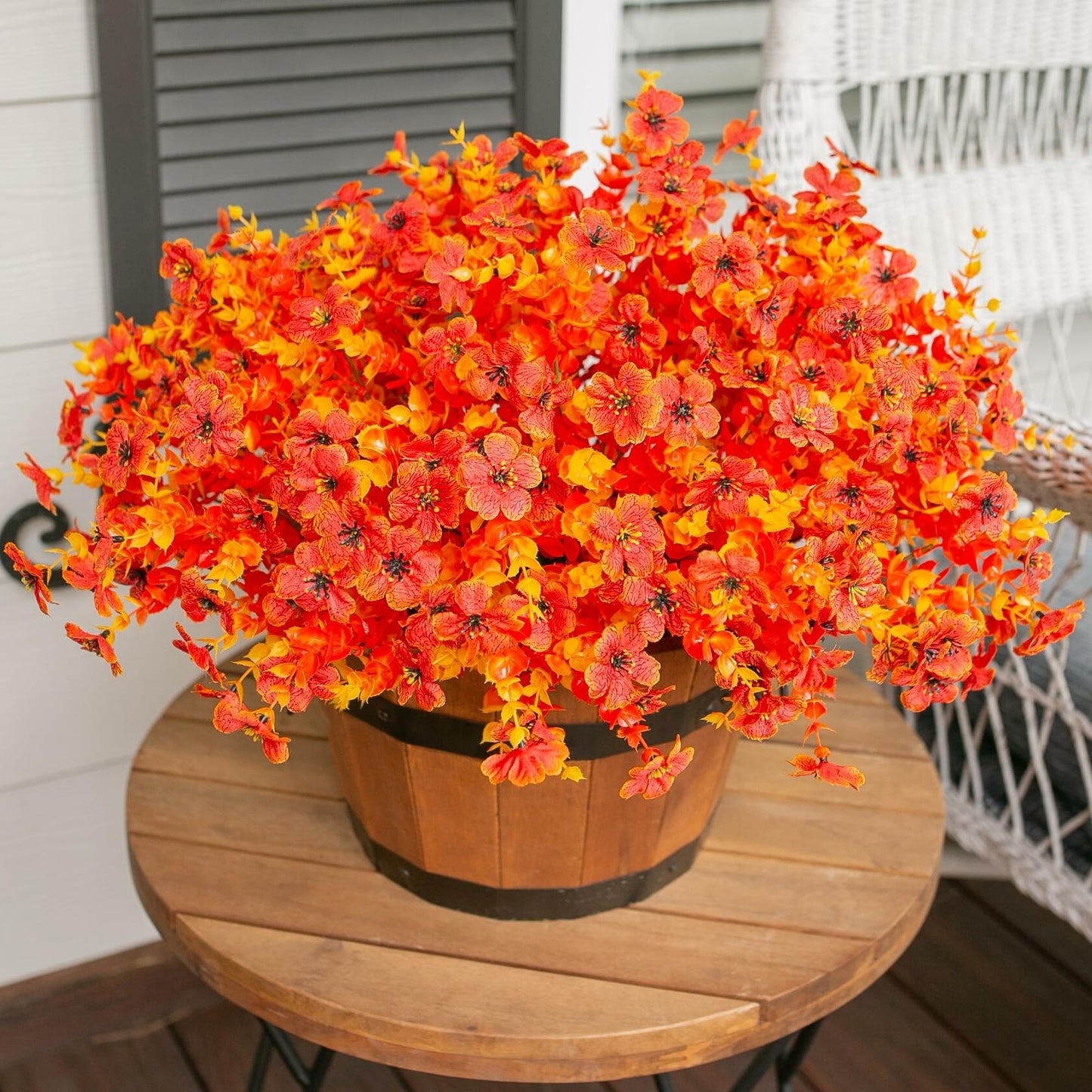 Ivydale Fall Flowers Artificial Mums 12 Bundles UV Resistant Fall-Orange