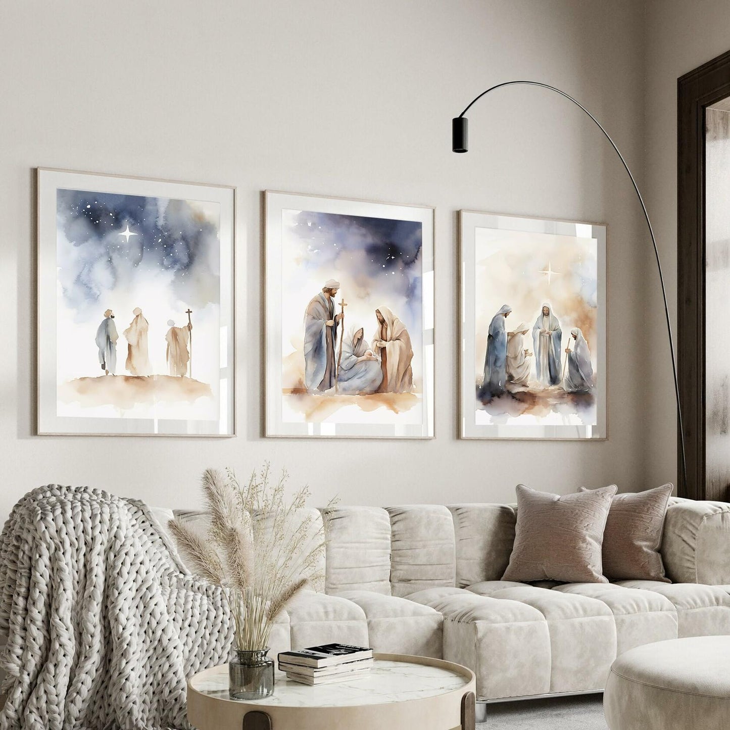 KERAXL Jesus Canvas Wall Art Christian Religious Decor 8x12in Set of 3